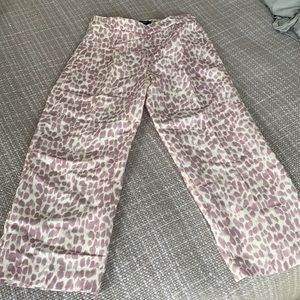 Jcrew linen cropped pants lilac print Sz10T
